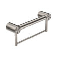 An image of Nero Tapware Mecca Care 32mm Grab Rail With Towel Holder 300mm Brushed Nickel