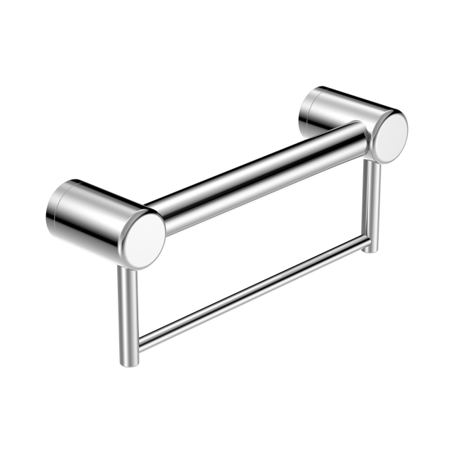 An image of Nero Tapware Mecca Care 32mm Grab Rail With Towel Holder 300mm Chrome