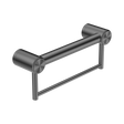 An image of Nero Tapware Mecca Care 32mm Grab Rail With Towel Holder 300mm Gun Metal