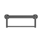 An image of Nero Tapware Mecca Care 32mm Grab Rail With Towel Holder 300mm Gun Metal