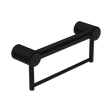 An image of Nero Tapware Mecca Care 32mm Grab Rail With Towel Holder 300mm Matte Black