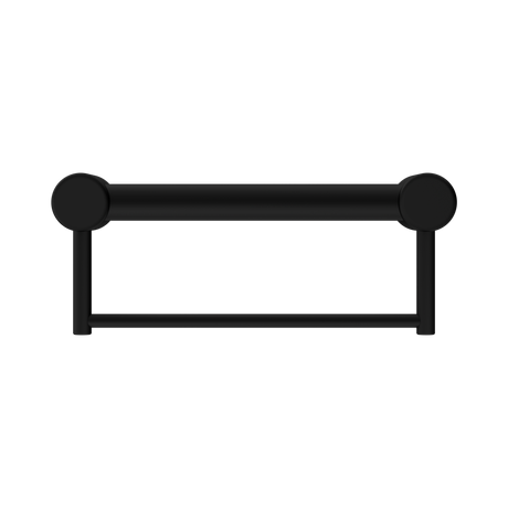 An image of Nero Tapware Mecca Care 32mm Grab Rail With Towel Holder 300mm Matte Black
