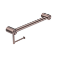 An image of Nero Tapware Mecca Care 32mm Grab Rail With Toilet Roll Holder 450mm Brushed Bronze