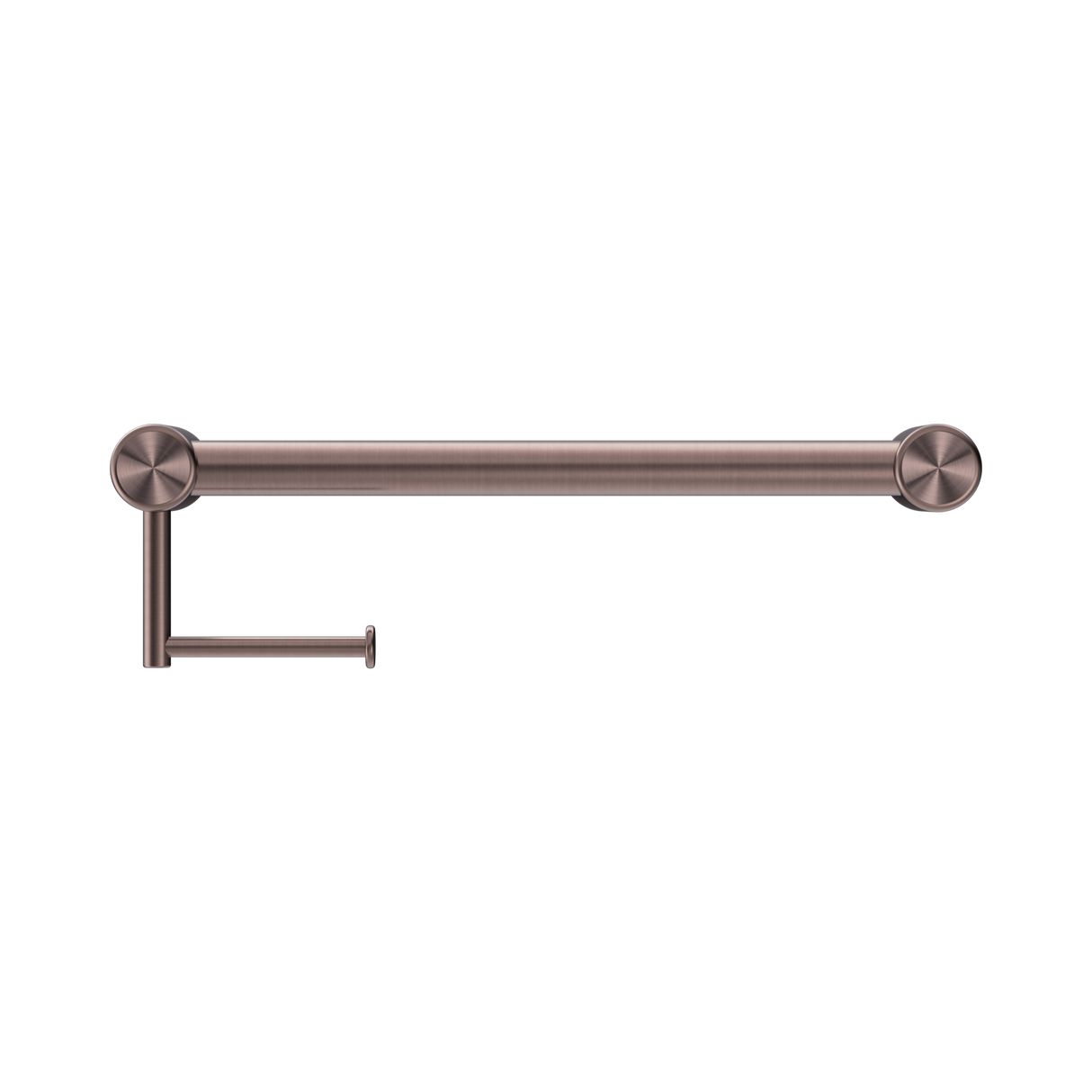An image of Nero Tapware Mecca Care 32mm Grab Rail With Toilet Roll Holder 450mm Brushed Bronze