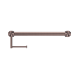 An image of Nero Tapware Mecca Care 32mm Grab Rail With Toilet Roll Holder 450mm Brushed Bronze