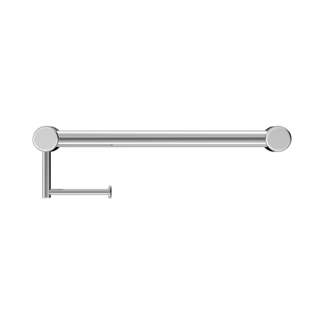 An image of Nero Tapware Mecca Care 32mm Grab Rail With Toilet Roll Holder 450mm Chrome