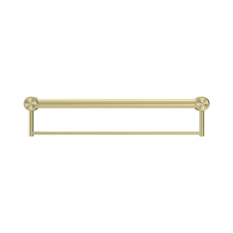 An image of Nero Tapware Mecca Care 32mm Grab Rail With Towel Holder 600mm Brushed Gold