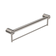 An image of Nero Tapware Mecca Care 32mm Grab Rail With Towel Holder 600mm Brushed Nickel
