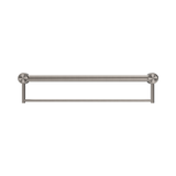 An image of Nero Tapware Mecca Care 32mm Grab Rail With Towel Holder 600mm Brushed Nickel