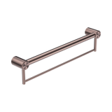 An image of Nero Tapware Mecca Care 32mm Grab Rail With Towel Holder 600mm Brushed Bronze