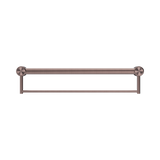 An image of Nero Tapware Mecca Care 32mm Grab Rail With Towel Holder 600mm Brushed Bronze
