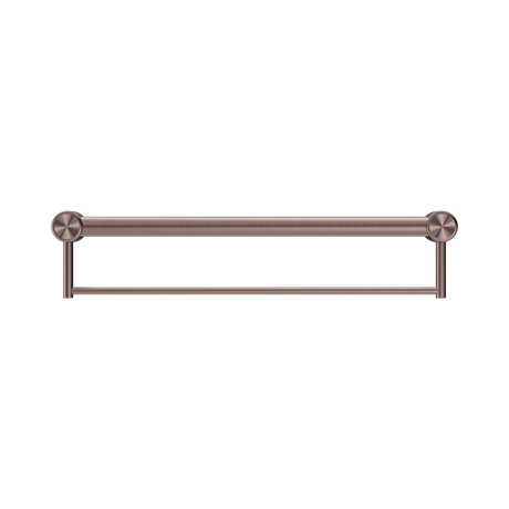 An image of Nero Tapware Mecca Care 32mm Grab Rail With Towel Holder 600mm Brushed Bronze