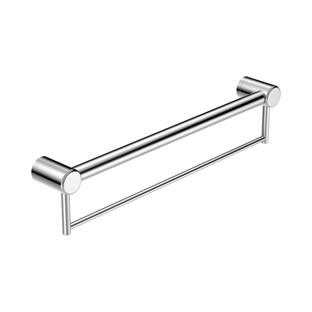 An image of Nero Tapware Mecca Care 32mm Grab Rail With Towel Holder 600mm Chrome