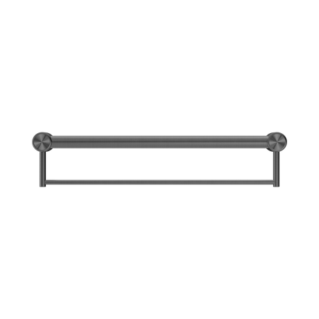 An image of Nero Tapware Mecca Care 32mm Grab Rail With Towel Holder 600mm Gun Metal