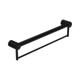 An image of Nero Tapware Mecca Care 32mm Grab Rail With Towel Holder 600mm Matte Black
