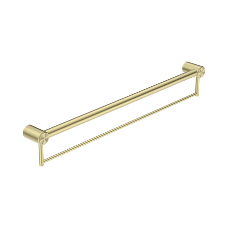 An image of Nero Tapware Mecca Care 32mm Grab Rail With Towel Holder 900mm Brushed Gold