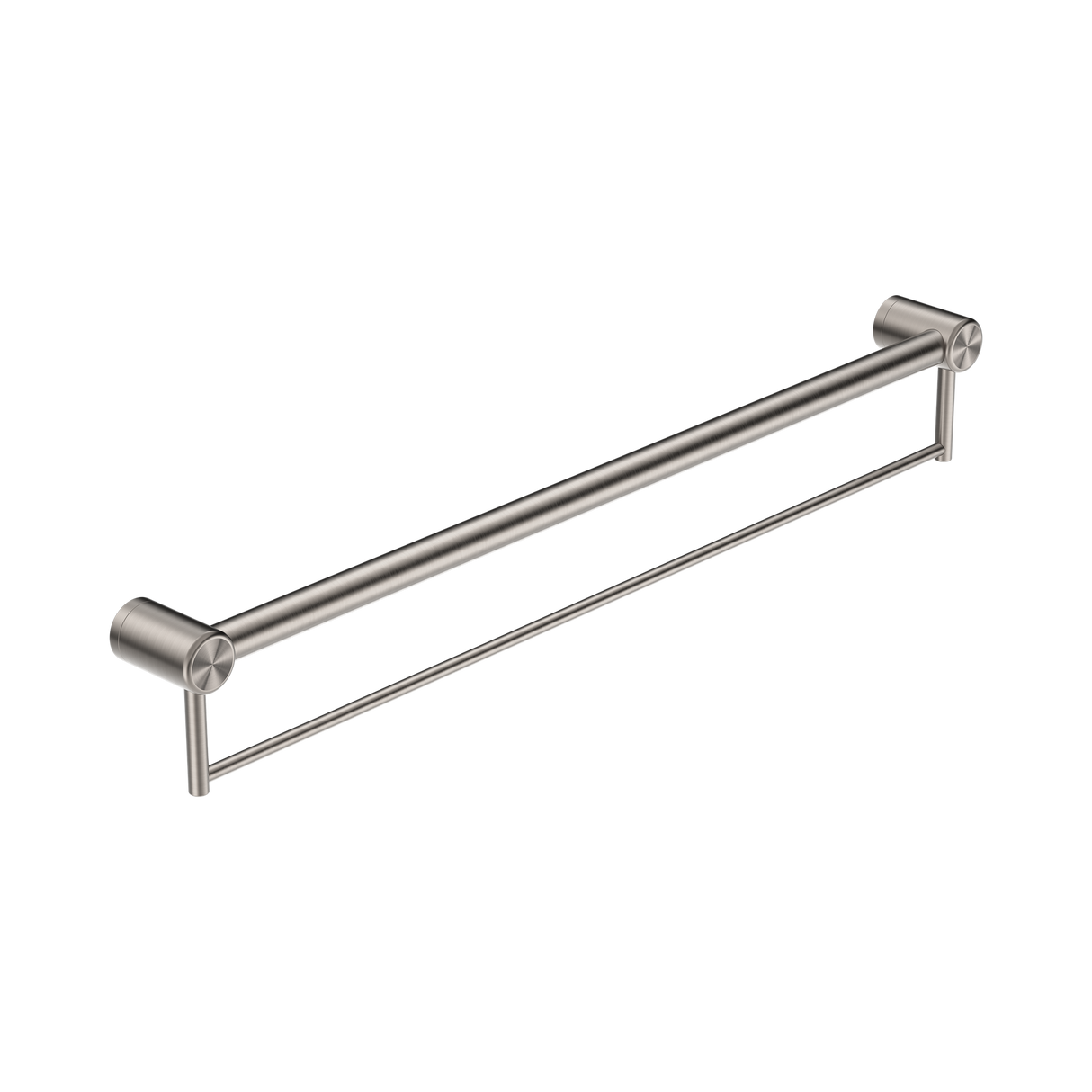 An image of Nero Tapware Mecca Care 32mm Grab Rail With Towel Holder 900mm Brushed Nickel