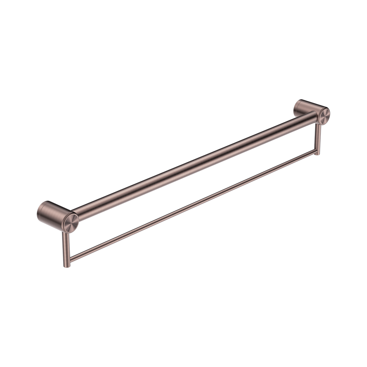 An image of Nero Tapware Mecca Care 32mm Grab Rail With Towel Holder 900mm Brushed Bronze