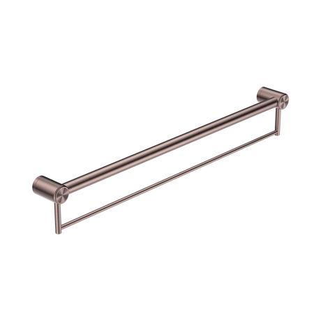 An image of Nero Tapware Mecca Care 32mm Grab Rail With Towel Holder 900mm Brushed Bronze