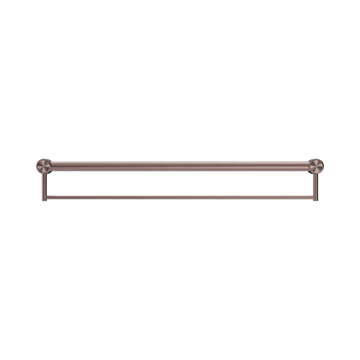 An image of Nero Tapware Mecca Care 32mm Grab Rail With Towel Holder 900mm Brushed Bronze