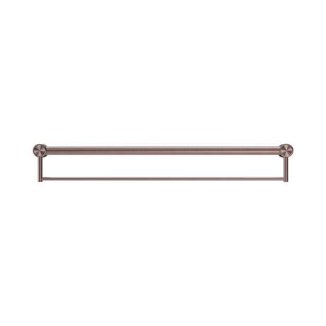 An image of Nero Tapware Mecca Care 32mm Grab Rail With Towel Holder 900mm Brushed Bronze