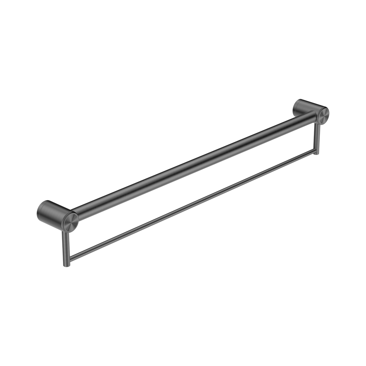 An image of Nero Tapware Mecca Care 32mm Grab Rail With Towel Holder 900mm Gun Metal