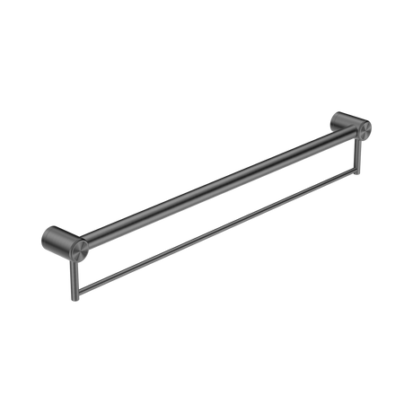 An image of Nero Tapware Mecca Care 32mm Grab Rail With Towel Holder 900mm Gun Metal