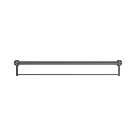 An image of Nero Tapware Mecca Care 32mm Grab Rail With Towel Holder 900mm Gun Metal