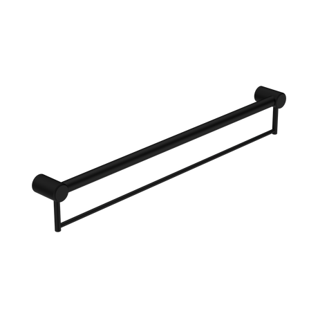 An image of Nero Tapware Mecca Care 32mm Grab Rail With Towel Holder 900mm Matte Black
