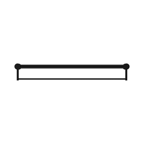 An image of Nero Tapware Mecca Care 32mm Grab Rail With Towel Holder 900mm Matte Black
