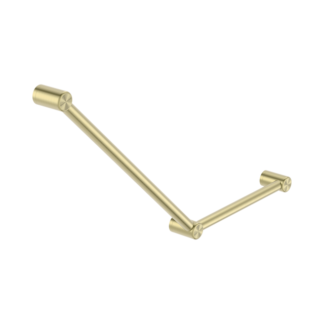 An image of Nero Tapware Mecca Care 32mm Ambulant Toilet Grab Rail 45 Degree 750X450mm Brushed Gold