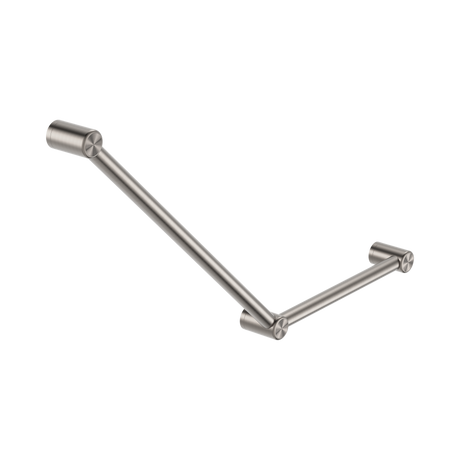 An image of Nero Tapware Mecca Care 32mm Ambulant Toilet Grab Rail 45 Degree 750X450mm Brushed Nickel