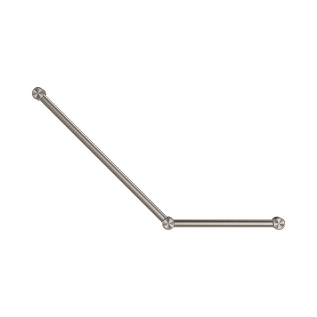 An image of Nero Tapware Mecca Care 32mm Ambulant Toilet Grab Rail 45 Degree 750X450mm Brushed Nickel