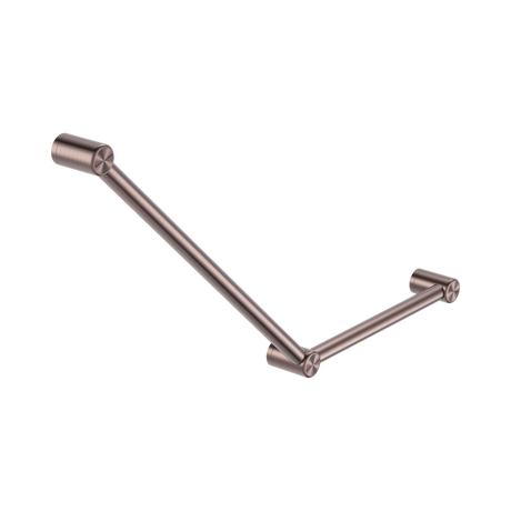 An image of Nero Tapware Mecca Care 32mm Ambulant Toilet Grab Rail 45 Degree 750X450mm Brushed Bronze