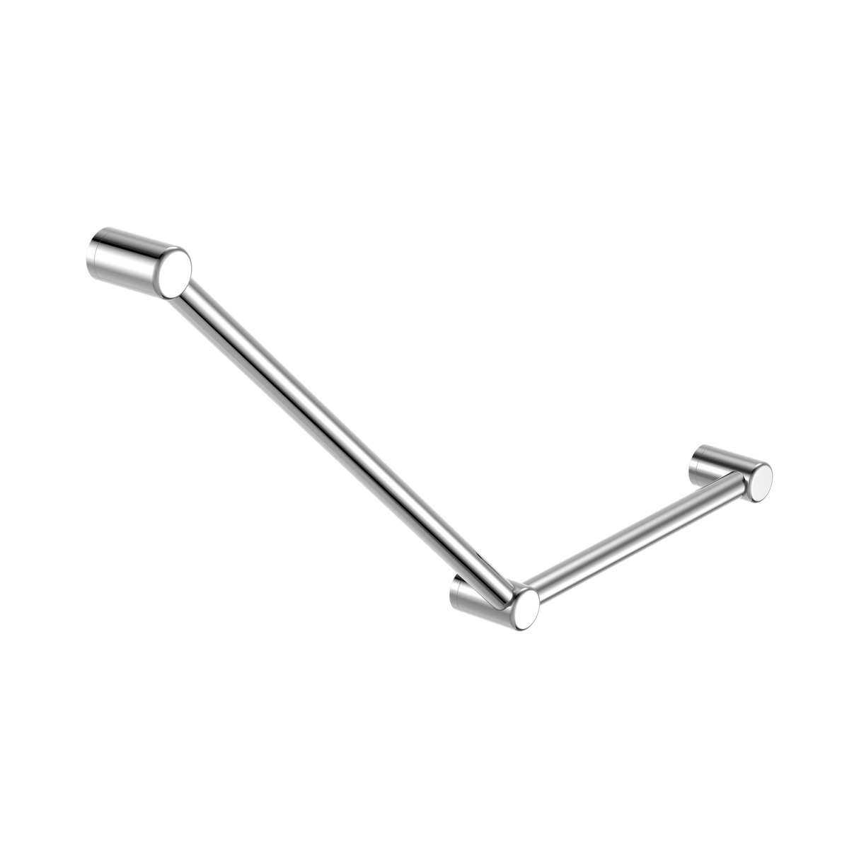 An image of Nero Tapware Mecca Care 32mm Ambulant Toilet Grab Rail 45 Degree 750X450mm Chrome