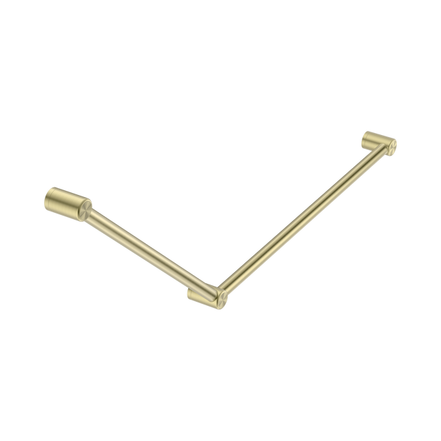 An image of Nero Tapware Mecca Care 32mm DDA Accessible Toilet Grab Rail Set 45 Degree 750X900mm Brushed Gold