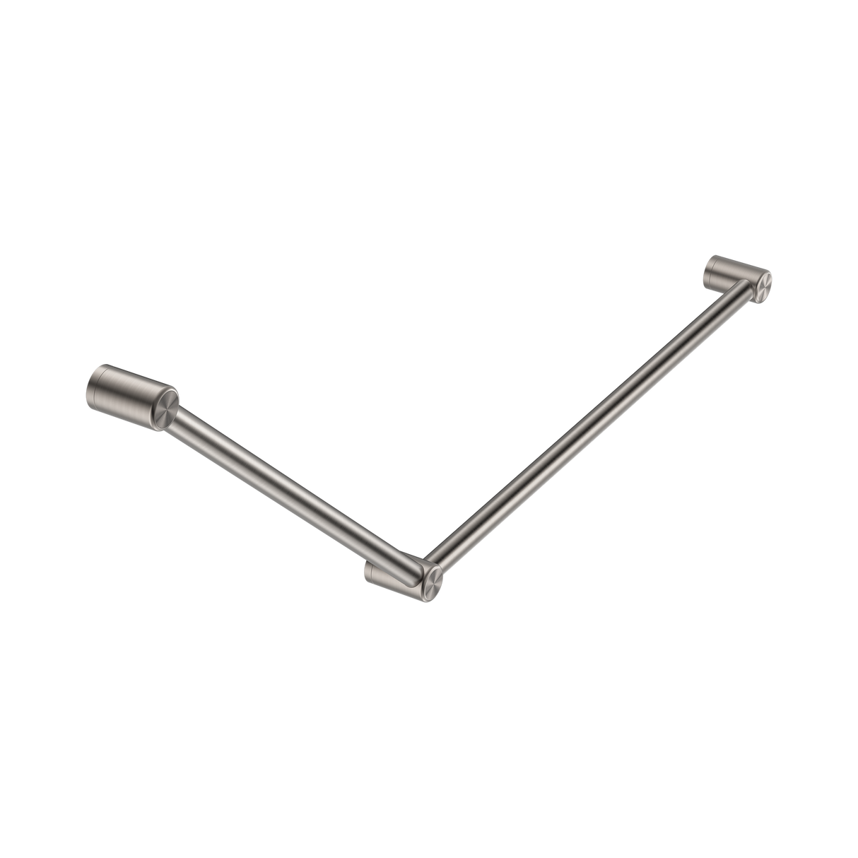 An image of Nero Tapware Mecca Care 32mm DDA Accessible Toilet Grab Rail Set 45 Degree 750X900mm Brushed Nickel