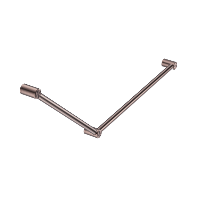 An image of Nero Tapware Mecca Care 32mm DDA Accessible Toilet Grab Rail Set 45 Degree 750X900mm Brushed Bronze