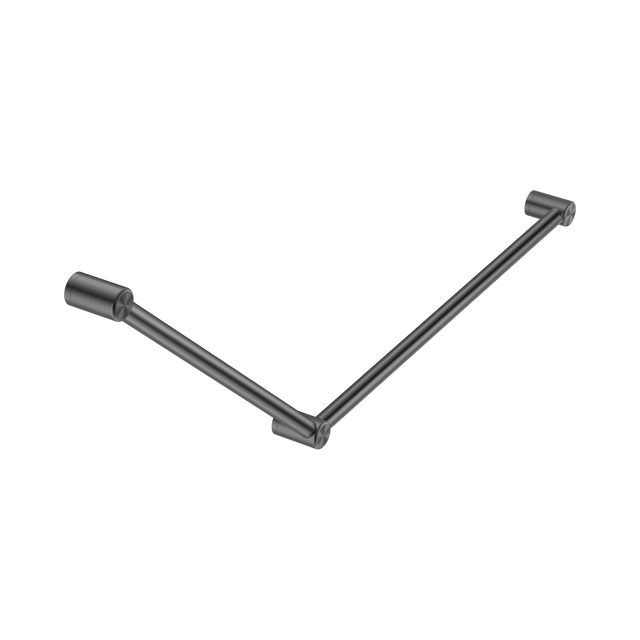 An image of Nero Tapware Mecca Care 32mm DDA Accessible Toilet Grab Rail Set 45 Degree 750X900mm Gun Metal