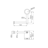 A line drawing of Nero Tapware Mecca Care Heavy Duty Toilet Roll Holder Matte Black