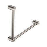 An image of Nero Tapware Mecca Care 32mm Ambulant Toilet Grab Rail 90 Degree 450X450mm Brushed Nickel