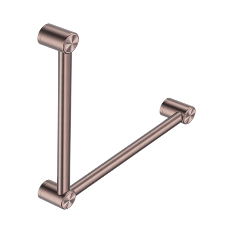 An image of Nero Tapware Mecca Care 32mm Ambulant Toilet Grab Rail 90 Degree 450X450mm Brushed Bronze