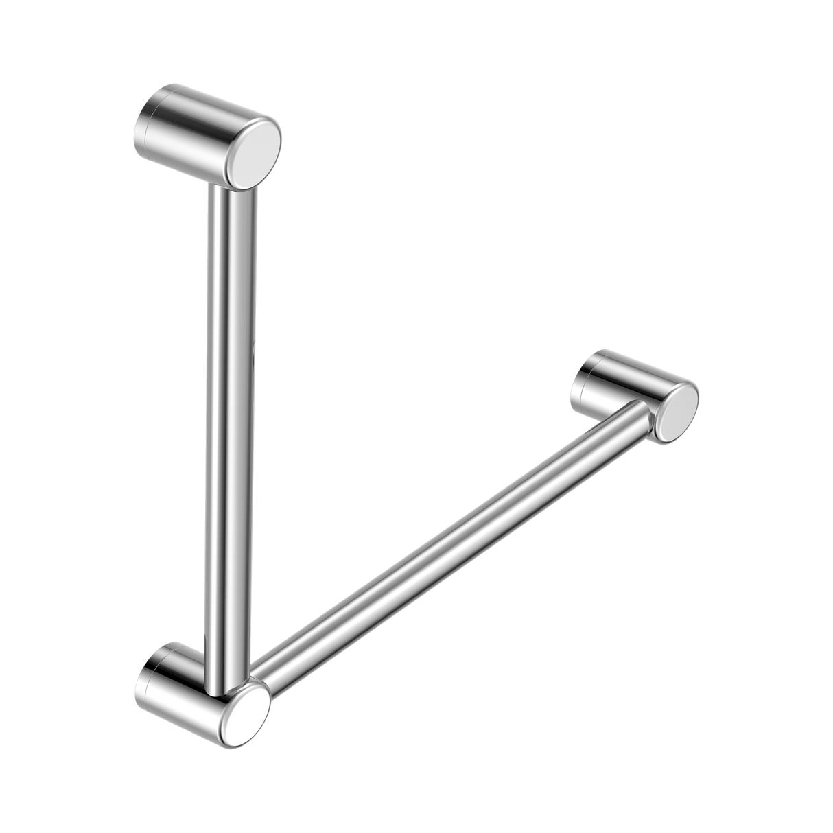 An image of Nero Tapware Mecca Care 32mm Ambulant Toilet Grab Rail 90 Degree 450X450mm Chrome