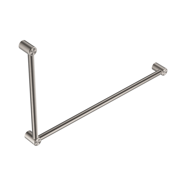 An image of Nero Tapware Mecca Care 32mm DDA Accessible Toilet Grab Rail Set 90 Degree 600X1000mm Brushed Nickel