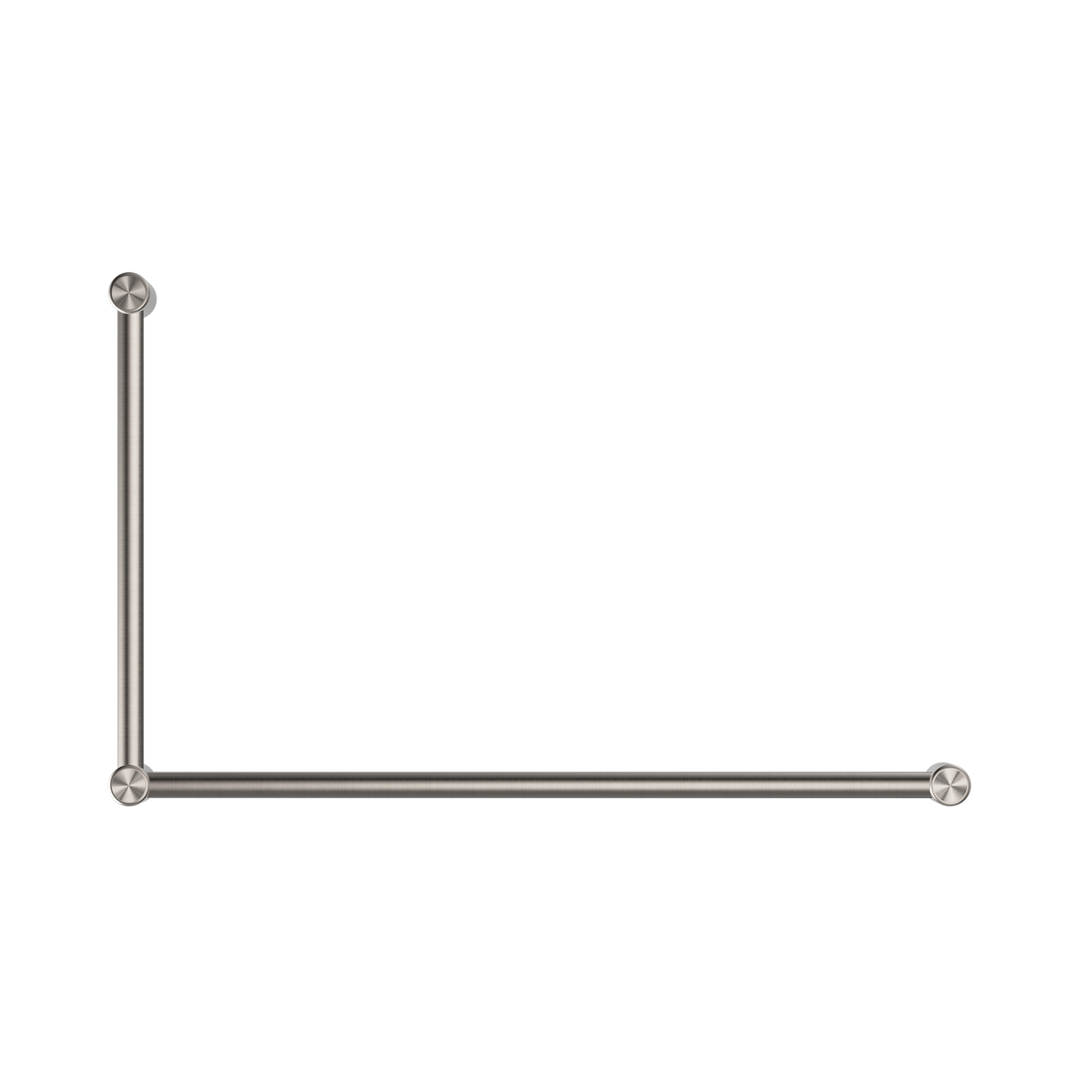 An image of Nero Tapware Mecca Care 32mm DDA Accessible Toilet Grab Rail Set 90 Degree 600X1000mm Brushed Nickel