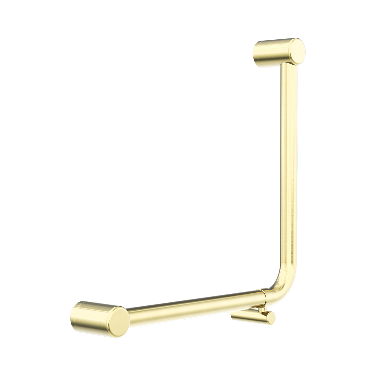 An image of Nero Tapware Mecca Care 32mm Ambulant 90 Degree Bent Tube Grab Rail 450X450mm Brushed Gold