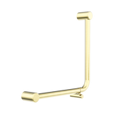 An image of Nero Tapware Mecca Care 32mm Ambulant 90 Degree Bent Tube Grab Rail 450X450mm Brushed Gold