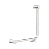An image of Nero Tapware Mecca Care 32mm Ambulant 90 Degree Bent Tube Grab Rail 450X450mm Brushed Nickel