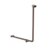 An image of Nero Tapware Mecca Care 32mm 90 Degree NZ4121 Accessible Toilet Grab Rail 750X750mm Brushed Bronze