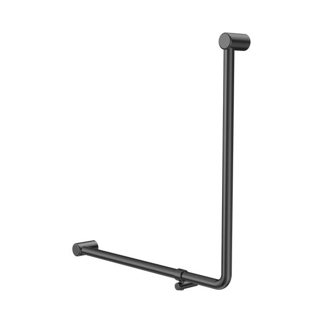 An image of Nero Tapware Mecca Care 32mm 90 Degree NZ4121 Accessible Toilet Grab Rail 750X750mm Gun Metal